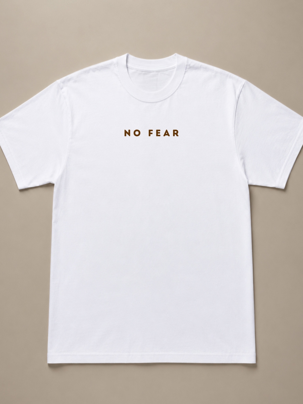 Heavyweight Oversized White “NO FEAR” Brown Tee